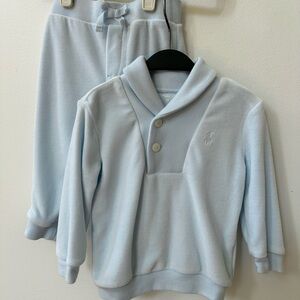 Ralph Lauren Baby Boy Velour Pullover & Pant Tracksuit 9m Baby Blue Infant